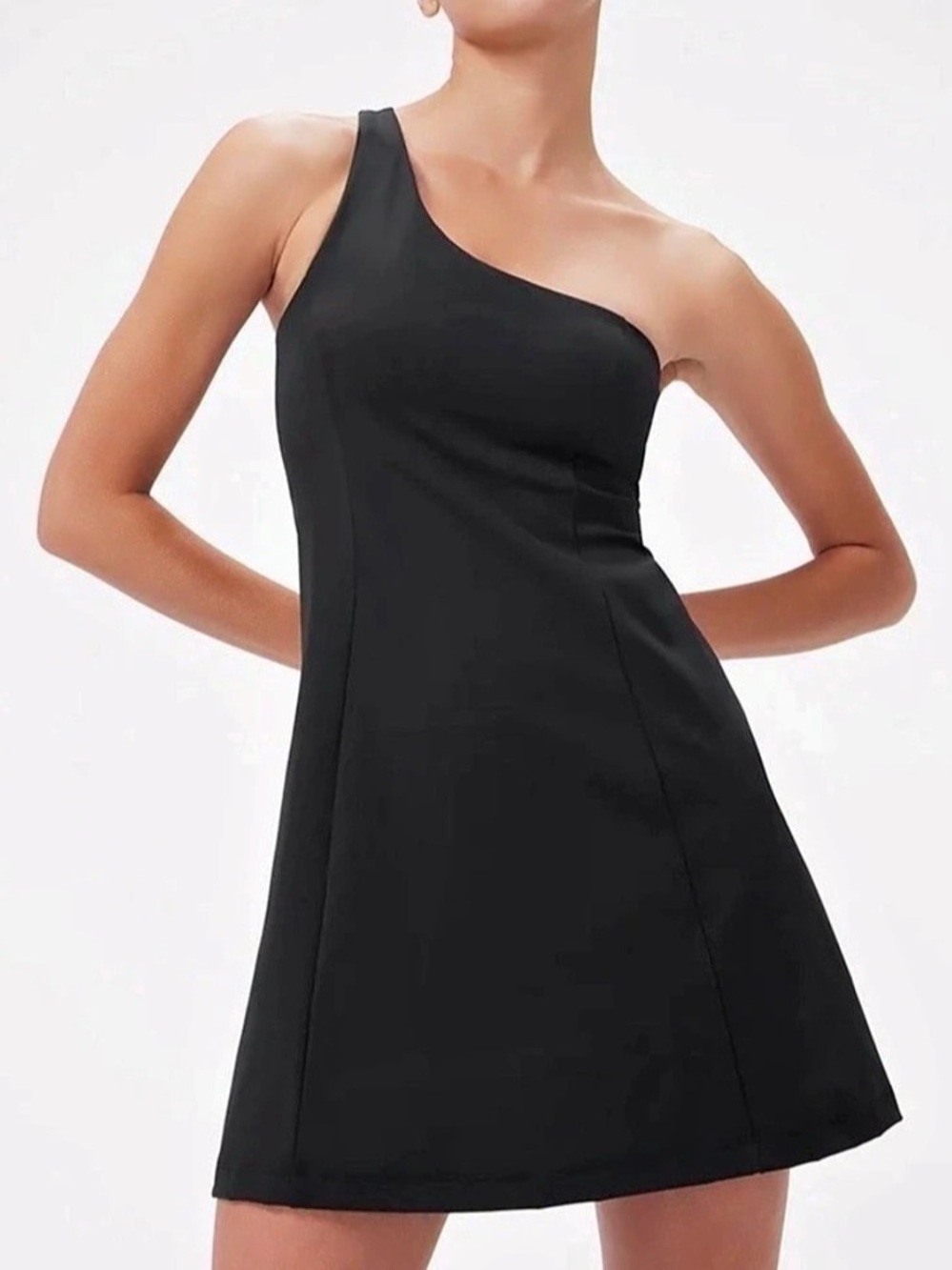 Playground Active City One-Shoulder Tennis Dress Black